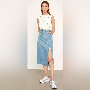 Asymmetrical Jean Skirt